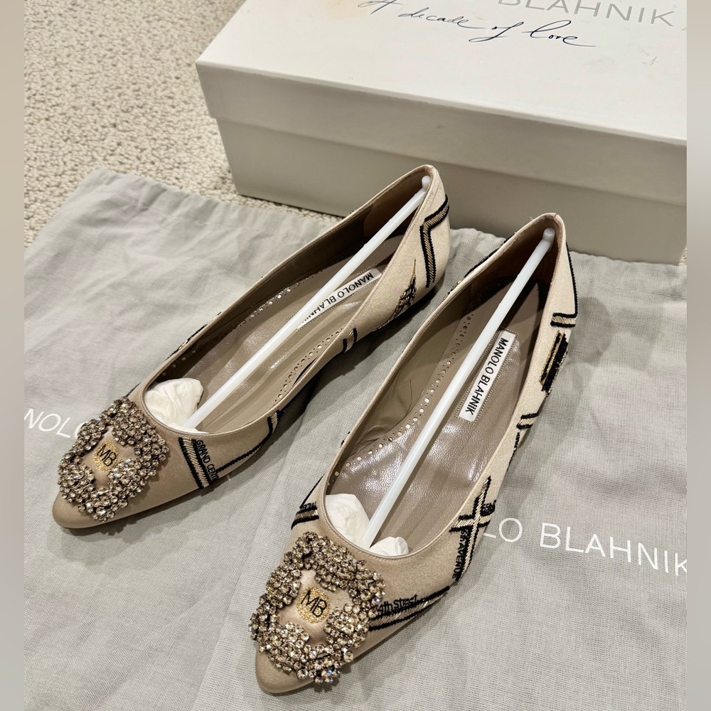Manolo Blahnik Hangisi Flat New York Map Limited Edition